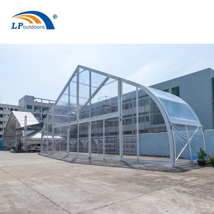 Curved structure tent transparent industrial fabric building for tennis court 